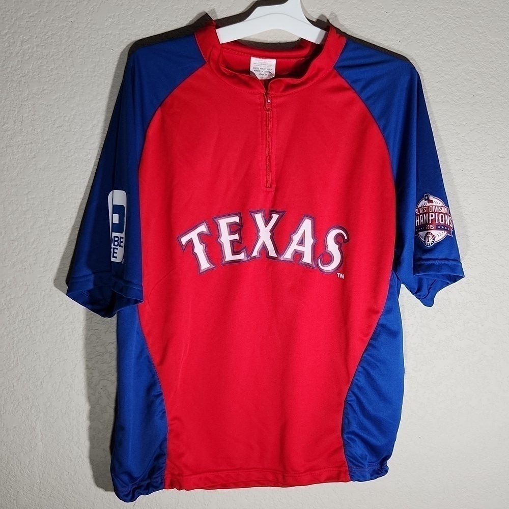 Texas Rangers Shirt Mens Size XL Quarter Zip Jersey 2015 AL West Champions